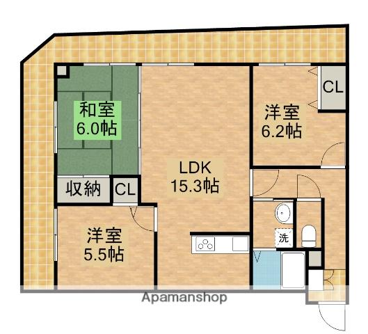 ライフ第5マンション大平台(3LDK/1階)の間取り写真