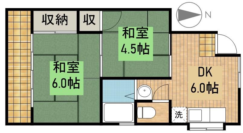 木下コーポ(2DK/2階)の間取り写真