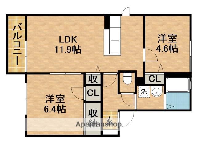 イーハトーヴ(2LDK/2階)の間取り写真