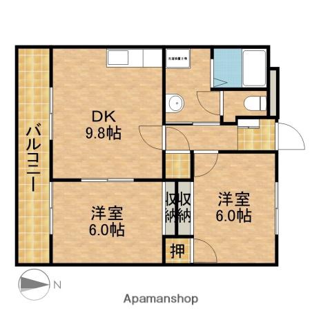 VPマンションⅢ(2DK/5階)の間取り写真