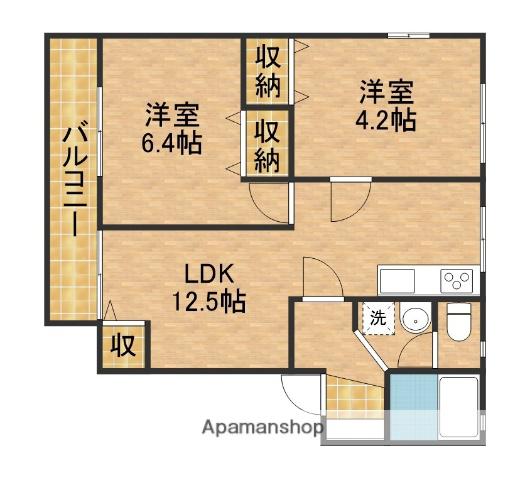 フレグランス大石B(2LDK/2階)の間取り写真