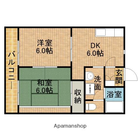 プロヴァンス(2DK/1階)の間取り写真