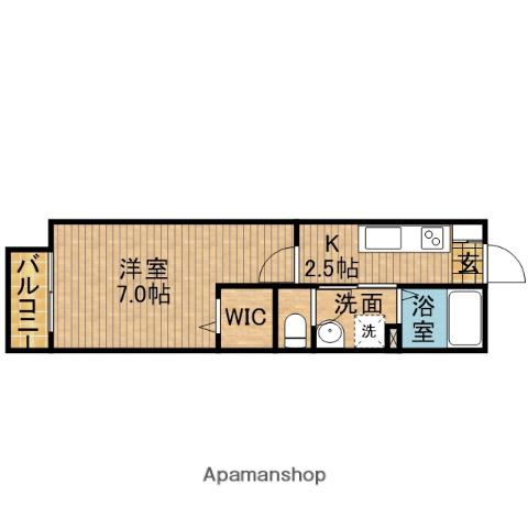ポートウエスト A(1K/1階)の間取り写真