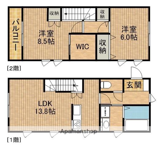 メゾネットすばる(2LDK)の間取り写真