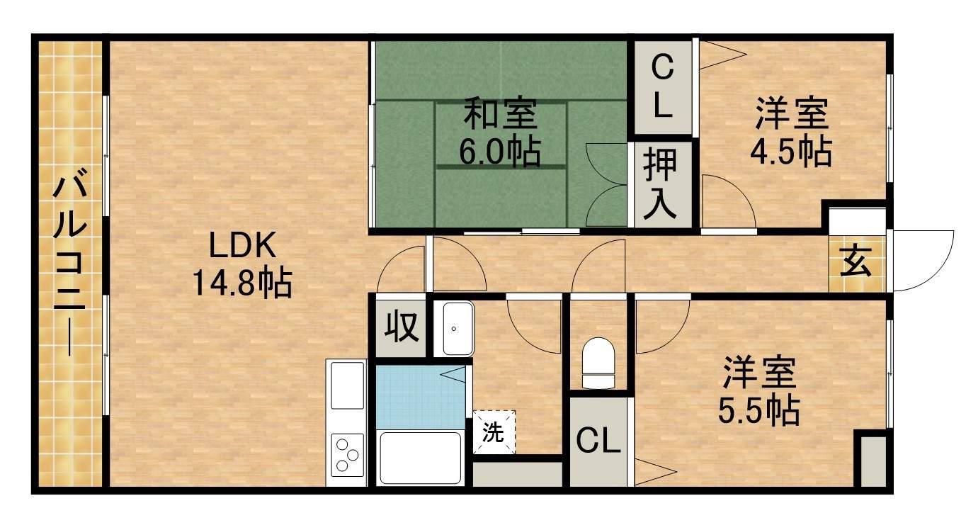 エスペランサAOI(3LDK/3階)の間取り写真