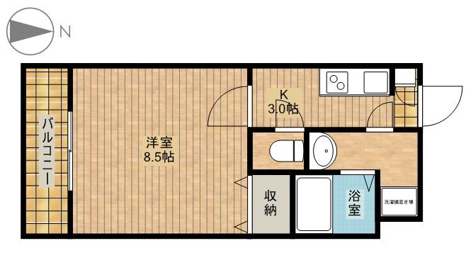 BELLKU-U(1K/4階)の間取り写真