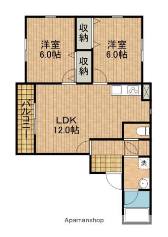 半田ビレッジ1号棟(2LDK/2階)の間取り写真
