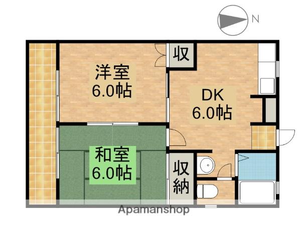 リオンドール(2DK/1階)の間取り写真