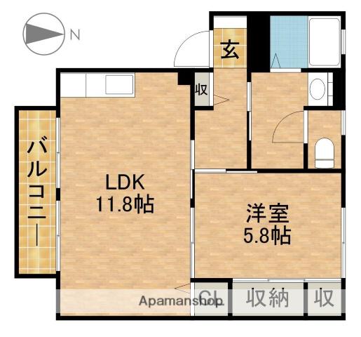 T・TOWNクリエート・ピース(1LDK/2階)の間取り写真