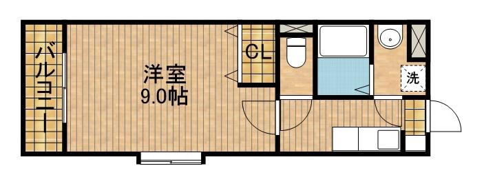 カウベルⅡ(1K/2階)の間取り写真