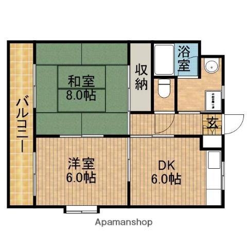 エスペランサⅡ(2DK/1階)の間取り写真