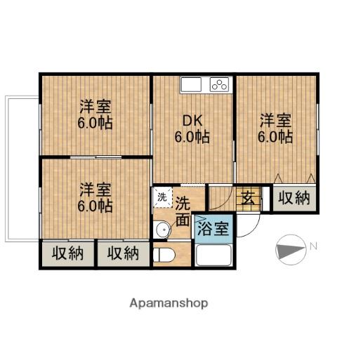 リラコート(3DK/2階)の間取り写真