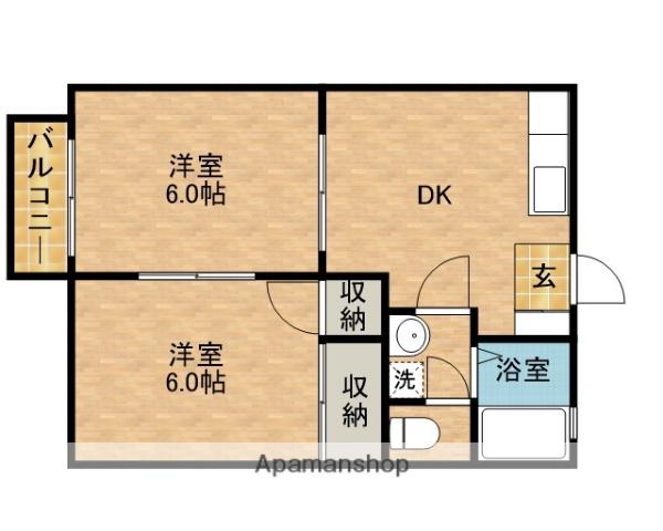 アルメリア岡部Ⅱ(2DK/2階)の間取り写真