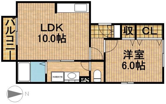 ヴィラ・ラフィーネ(1LDK/2階)の間取り写真