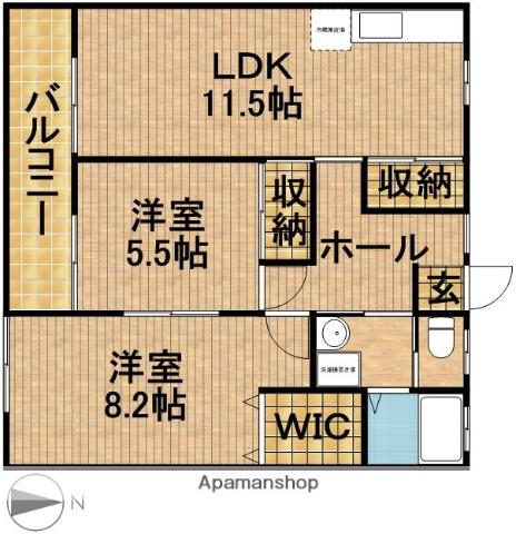 国府台ヒルズ(2LDK/1階)の間取り写真