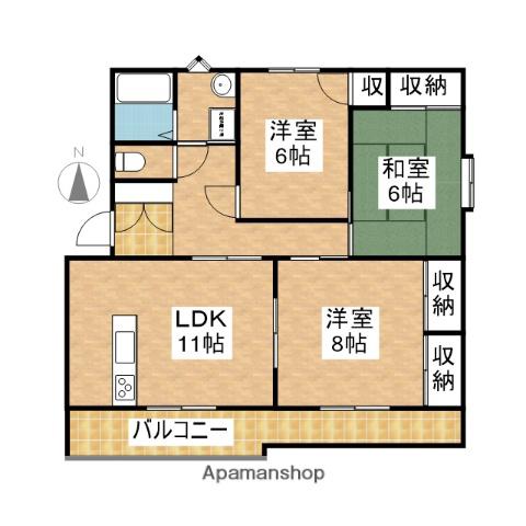 モンテ・ベルデ(3LDK/2階)の間取り写真