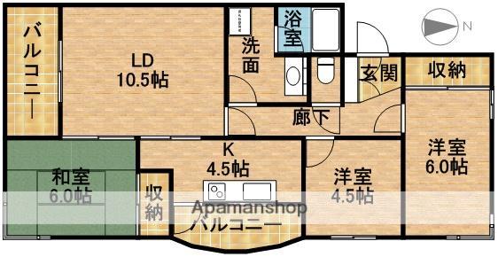 明開ハイツA棟(3LDK/2階)の間取り写真