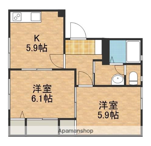 メイプル(2DK/1階)の間取り写真