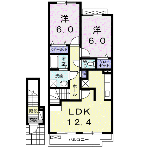 MEI AVENUE(2LDK/2階)の間取り写真