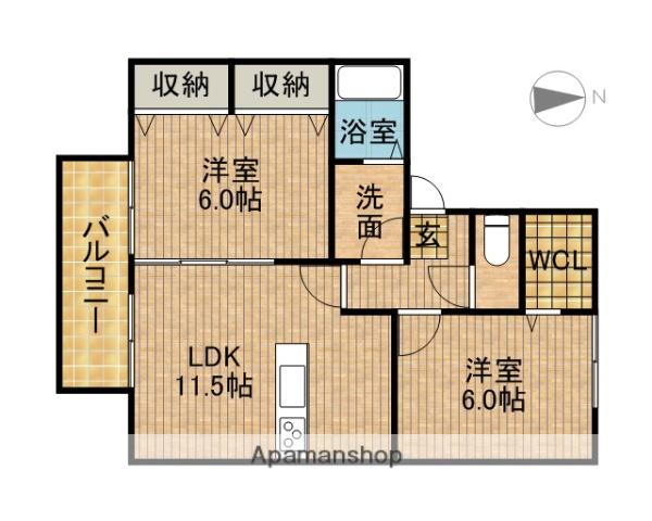 セジュール(2LDK/1階)の間取り写真