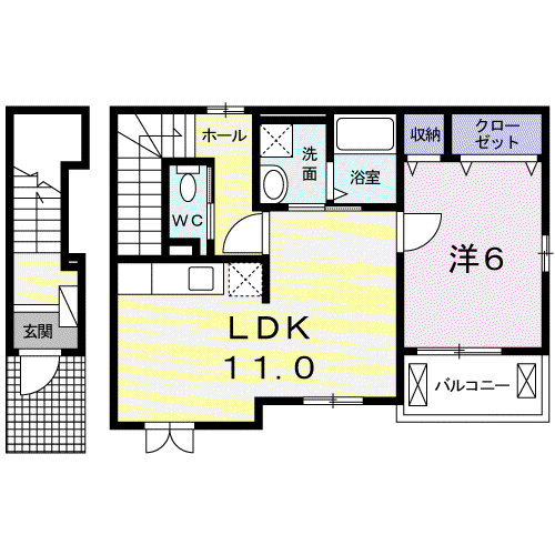 メゾンエス(1LDK/2階)の間取り写真