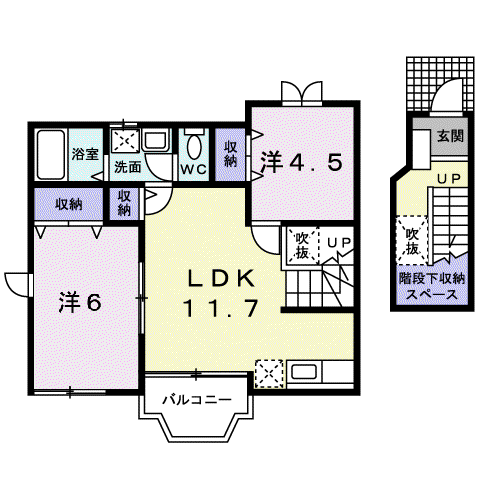 アンソレイニ(2LDK/2階)の間取り写真