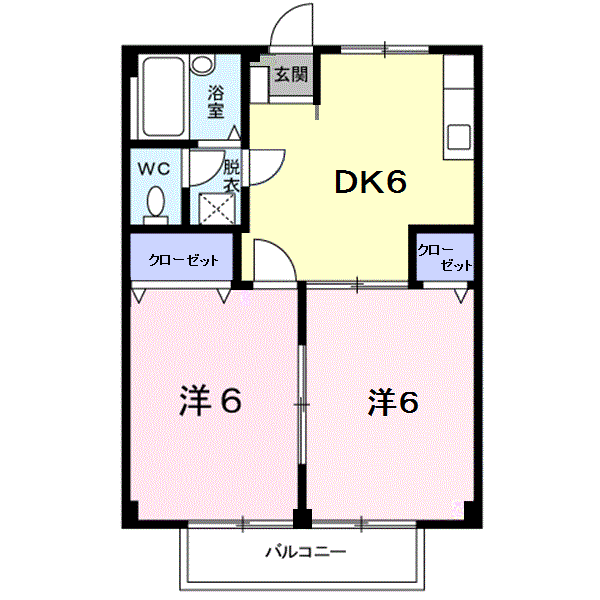 メゾン神谷(2DK/2階)の間取り写真