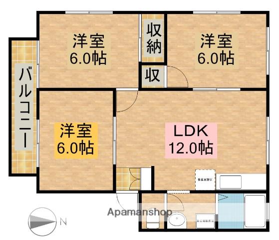 サマリヤハイツ(3LDK/2階)の間取り写真