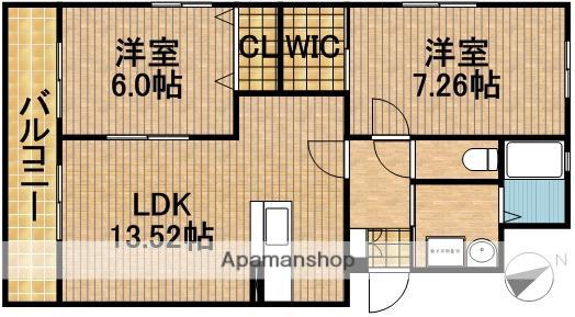 グランディ・ケイ(2LDK/2階)の間取り写真