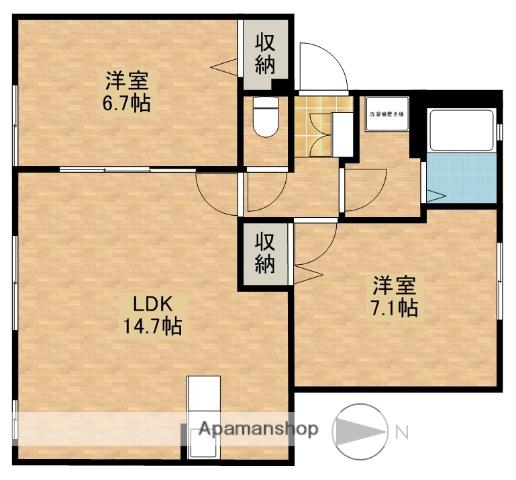 ミルトハイム(2LDK/1階)の間取り写真