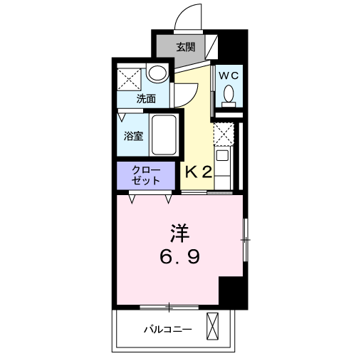 パークサイド K(1K/6階)の間取り写真