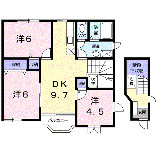 ハイツ・カモ(3DK/2階)の間取り写真