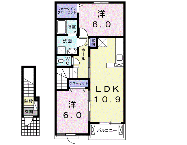 東海道本線 浜松駅 バス乗車時間：7分 三島西バス停で下車 徒歩5分 2階建 築13年(2LDK/2階)の間取り写真