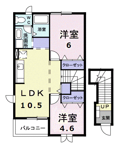 ルーナⅠ(2LDK/2階)の間取り写真