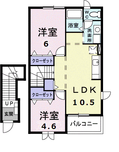 ルーナⅠ(2LDK/2階)の間取り写真