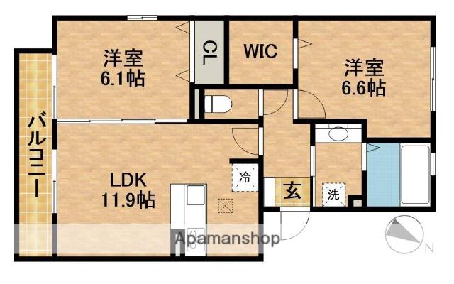 SHINE19(2LDK/2階)の間取り写真