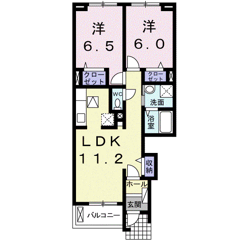 カレント ベル(2LDK/1階)の間取り写真