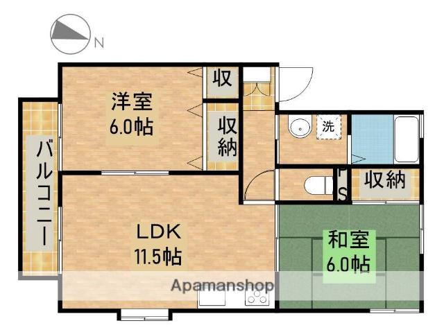 ヴィラ・サザンクロス E棟(2LDK/1階)の間取り写真