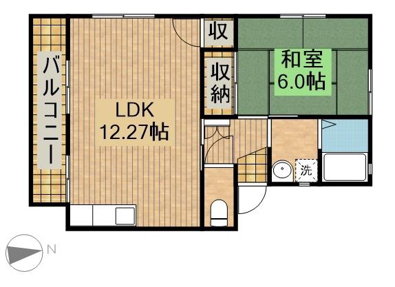 エスポワールⅡ(1LDK/2階)の間取り写真