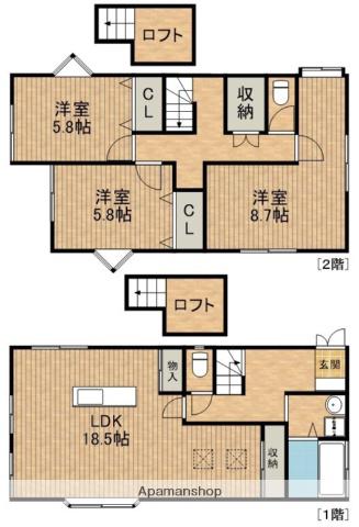 東海道本線 浜松駅 バス乗車時間：18分 グリーンタウンバス停で下車 徒歩3分 2階建 築35年(3LDK)の間取り写真