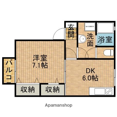 ペニーロイヤル(1DK/2階)の間取り写真