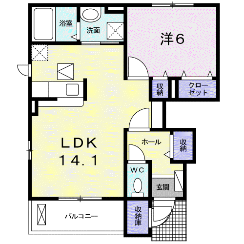 アグレアーブル(1LDK/1階)の間取り写真