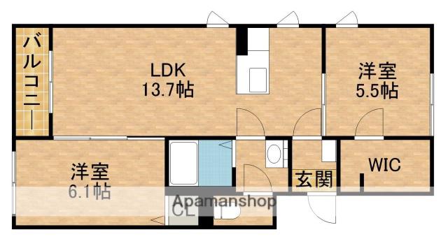フラグラント(2LDK/2階)の間取り写真