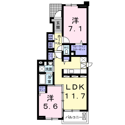 イースト・ソレイユ(2LDK/1階)の間取り写真
