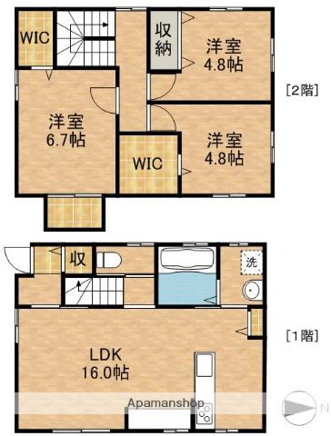 東海道本線 浜松駅 バス乗車時間：25分 富塚小学校バス停で下車 徒歩7分 2階建 築9年(3LDK)の間取り写真
