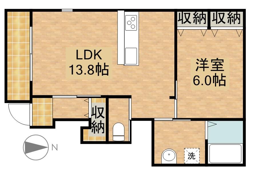SUN LINE(1LDK/1階)の間取り写真