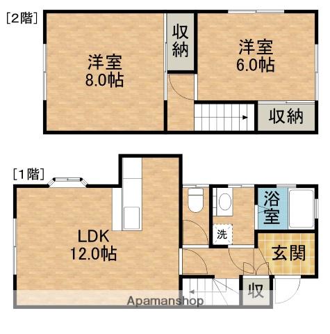 テラスハウス湧川(2LDK)の間取り写真
