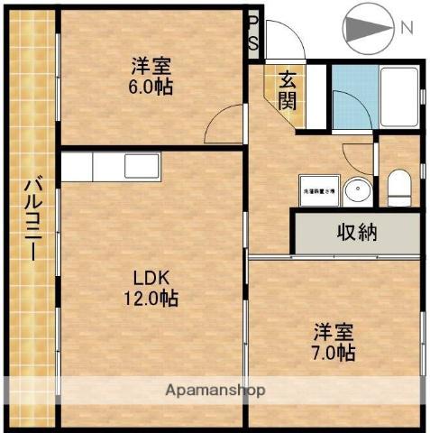 ボヌール早出(2LDK/2階)の間取り写真