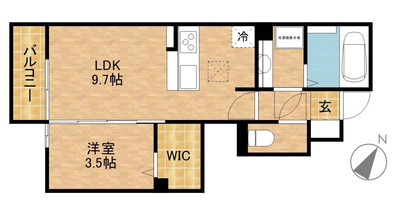 RADIUS K(1LDK/1階)の間取り写真