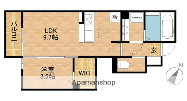 RADIUS K(1LDK/1階)の間取り写真